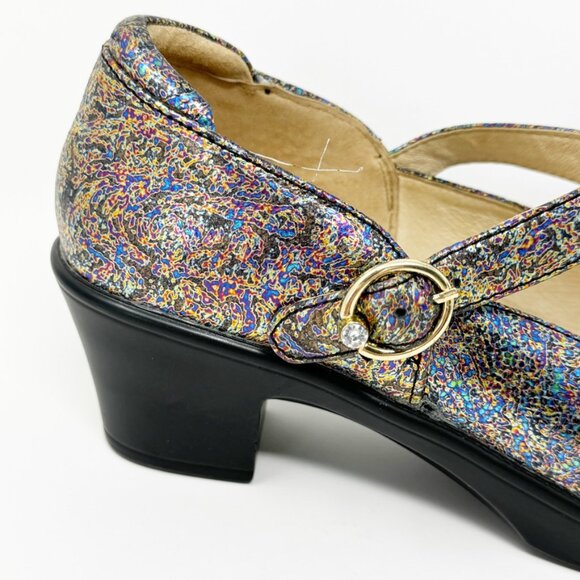 Alegria Womens Multi-speckled Leather Buckle Mary Jane Shoe Size 9 US 39 EU - Picture 3 of 11